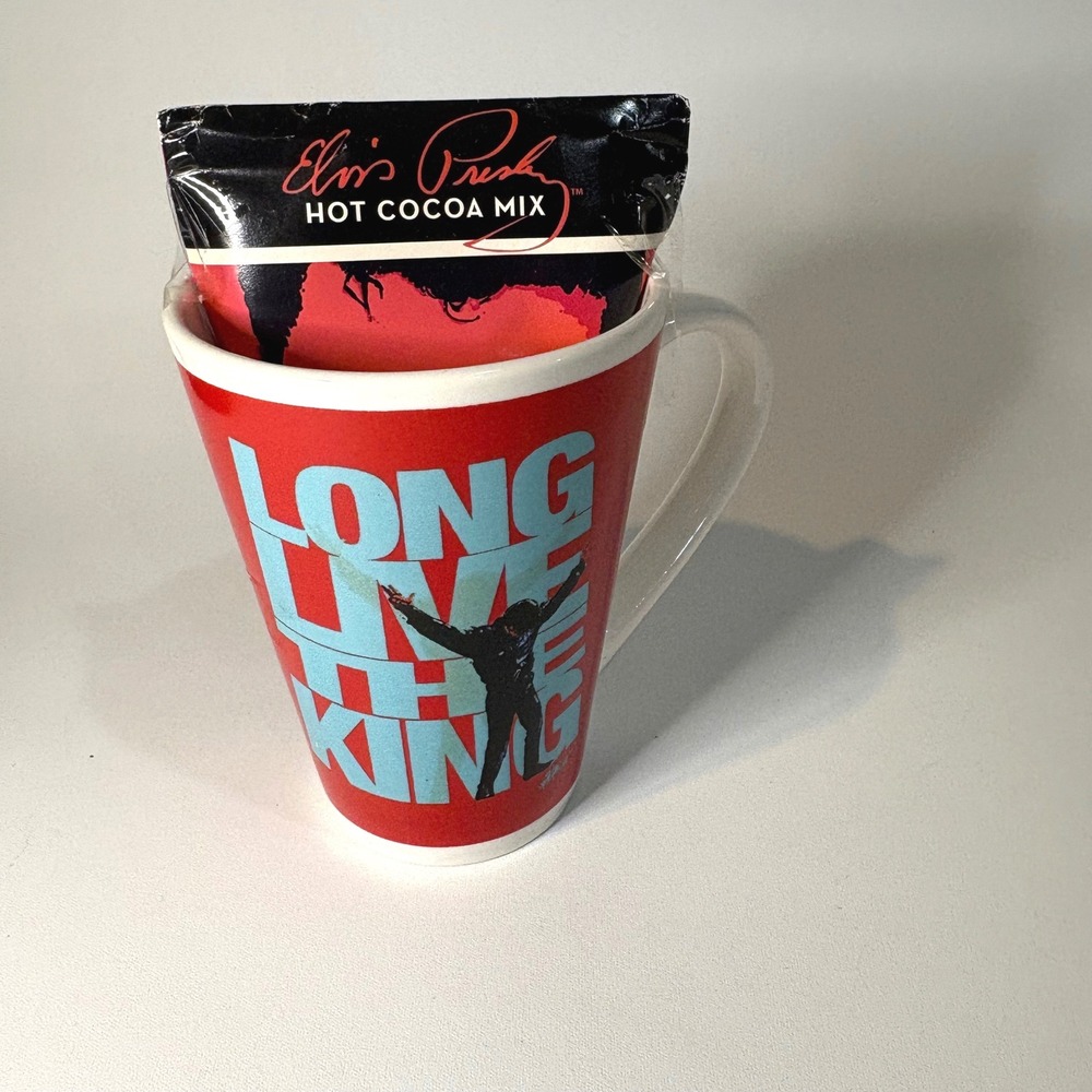 Elvis Presley Long Live The King Coffee Mug and Hot Cocoa Mix Gift Set Red